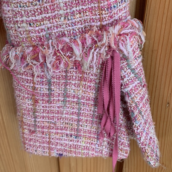 Alberto Makali Pink Ribbon 🎀 Bell Cuff GORGEOUS Coco Barbie core Tweed Jacket - Picture 15 of 16